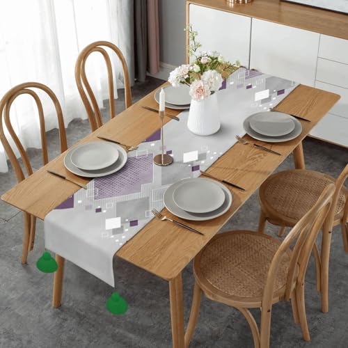 Chemin de table imprimé carrés colorés pour table basse et repas de ferme - 2