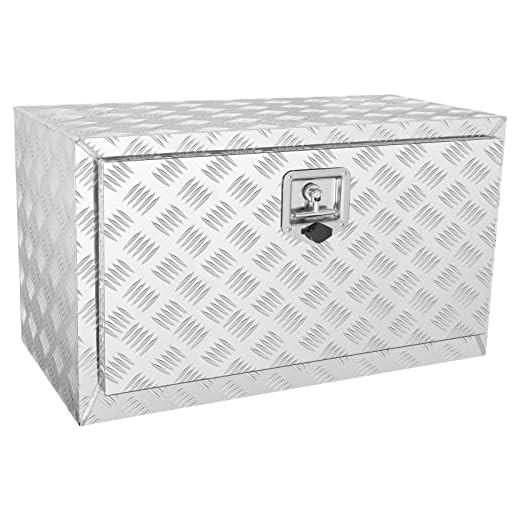 VEVOR Underbody Truck Box, 30"×14"×16" Pickup Storage Box, Heavy Duty Aluminum Diamond Plate Tool Box with Lock and Keys, Waterproof Trailer Storage Box with T-Handle Latch for Truck, Van, Trailer