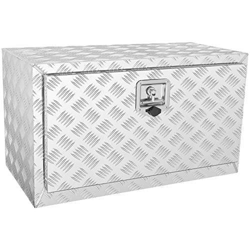 VEVOR Underbody Truck Box, 30"×17"×18" Pickup Storage Box, Heavy Duty Aluminum Diamond Plate Tool Box with Lock and Keys, Waterproof Trailer Storage Box with T-Handle Latch for Truck, Van, Trailer by VEVOR - Used condition - US$95.58