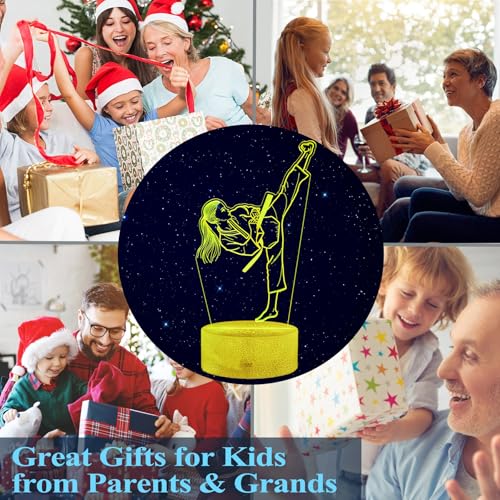 Image of Karate Girl Night Light, Karate Gifts, Taekwondo 3D Illusion Lamp with 16 Colors Changing, Timer, 4 Flash Modes and Dimmable, Martial Arts Kids Girls Room Decoration, Holiday Xmas Gifts