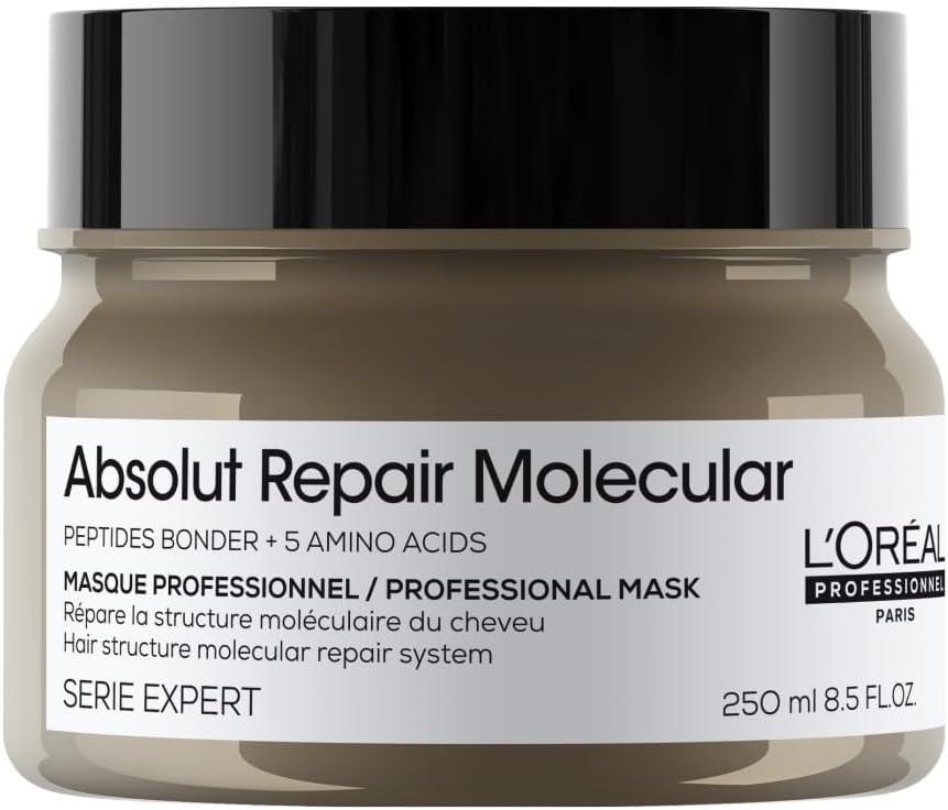 L’Oréal Professionnel Absolut Repair Molecular Hair Mask 250ml, For Extremely Damaged Hair, Rinse off hair treatment, Molecular Bond Repair, Instant smoothness & shine