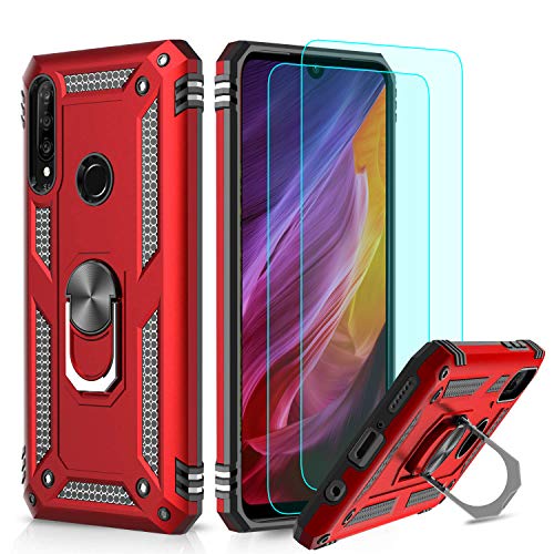 Masstimo Funda Huawei P30 Lite, Armor Carcasa con 360 Anillo iman Soporte Hard PC y Silicona TPU Fundas Carcasas para Huawei P30 Lite, con Protector de Pantalla (Rojo)