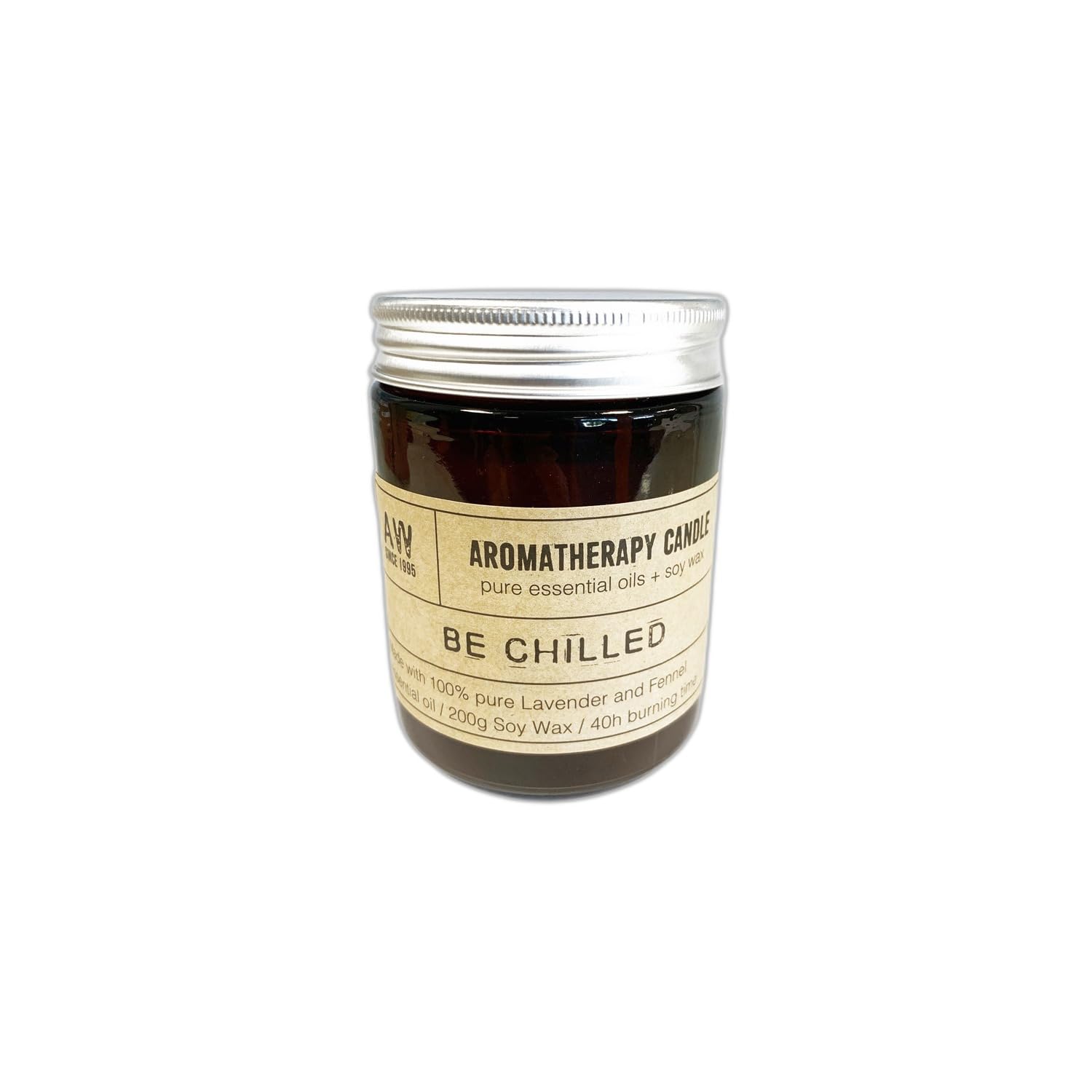 B&Q -  Aromatherapy Soy Wax CandleBe Chilled200G Amber Glass Jar40H Burn Time