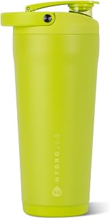 HydroJug 24 oz New Stainless Steel Shaker – Insulated, Leakproof, BPA-Free with Silent Mixing Grate – No Clumps, No Noise – Premium Shaker for Fitness, Sports & Everyday Use, Lemon Lime
