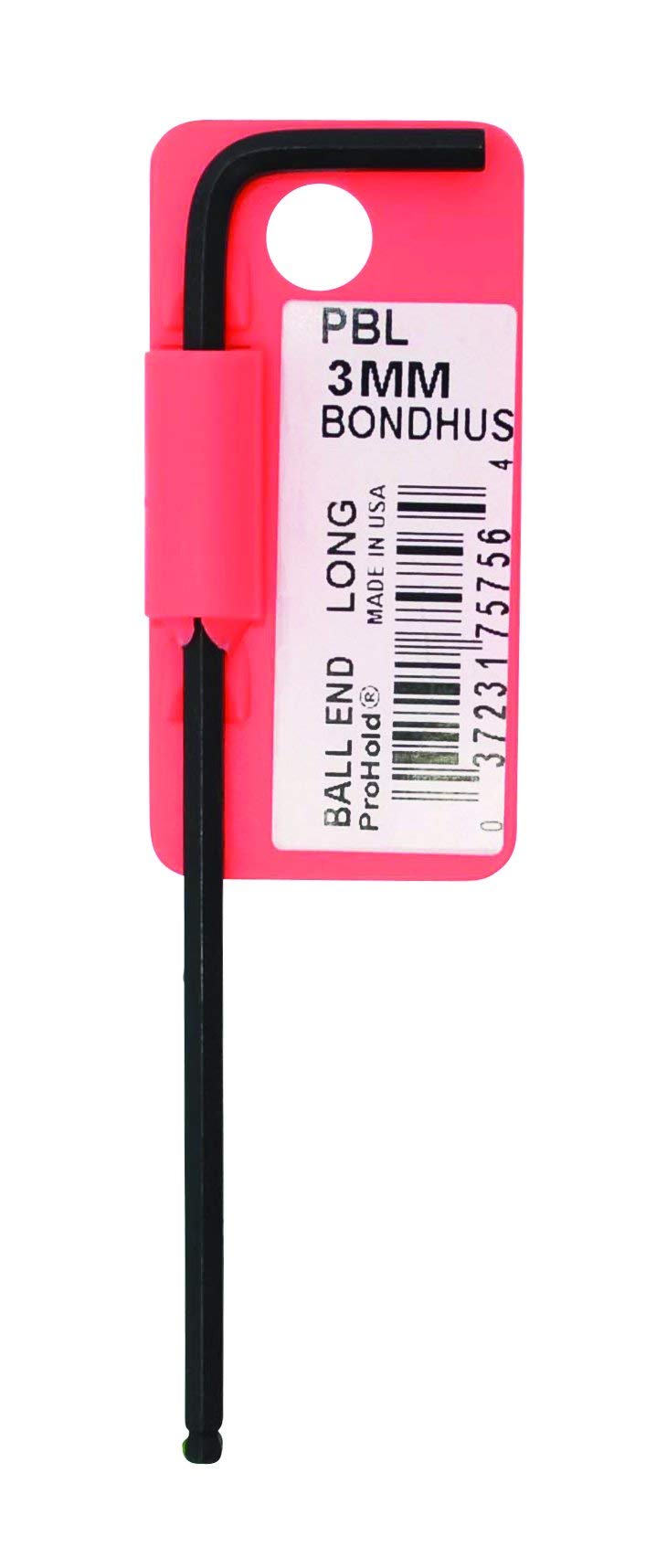 Bondhus 75760 Tagged y barcoded ProHold de 4 mm con extremo de bola llave Allen de punta allen con acabado Proguard y largo brazo, 110 mm