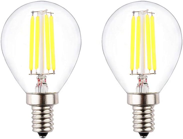 4W Dimmable Small Globe Bulbs with LED Filament, 4000K Natural White Daylight, G14(G45) Clear Glass Shape, E12 Candelabra Base Lamp, 400Lm 40W Incandescent Replacement, 2-Pack