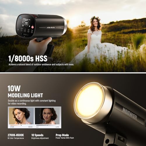 NEEWER Q200 Monolight 200Ws 2.4G TTL 1/8000 HSS App Control Outdoor Studio Strobe with Cleaning Cloth 3200mAh Battery Photography Speedlite 10W Modeling Light 0.01-1.5s Recycle 750 Full Power Flash