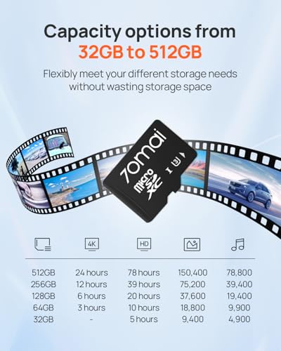 Image of 70mai Micro SD Card 128GB Memory Card, Up to 100MB /s, Suitable for 70mai Dash Cam Lite 2, M300, A400, A410, A500S, A510, A800s, A810