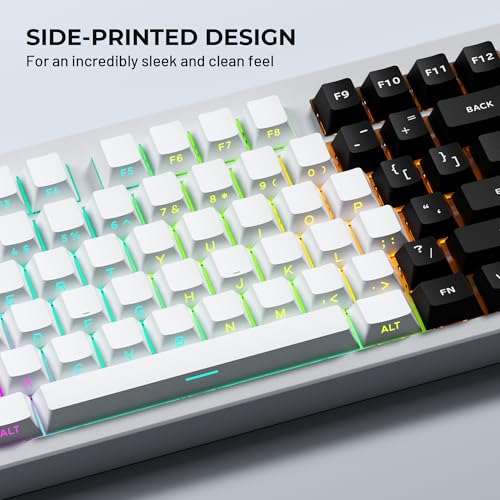 SDYZ White Keycaps - Side Print PBT Keycaps 60 65 75 100 Percent, Double Shot Shine Through Custom Key caps, 132 Keys Set, Cherry Profile, Minimalist Style for Cherry Gateron MX Switche Keyboard by SDYZ - Used condition - Image 2