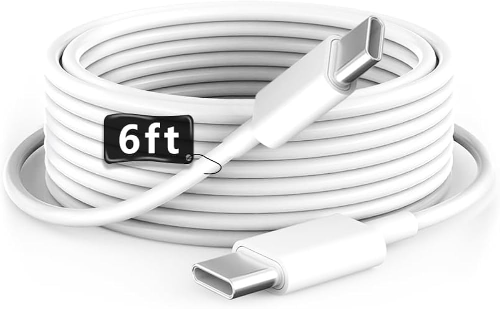USB C to USB C Cable 1 M (6FT), 60W Nylon, White Fast Charging Cord, Power Delivery PD Cable Type C, Compatible with iPhone 15/15 Pro/15 Plus/15 Pro Max,iPad Mini.