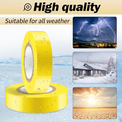 Image of Yellow Electrical Tape, Flame Retardant Indoor Outdoor Waterproof High Temperature Resistance Electric Tape for Most Domestic, Commercial, and Industrial Environments, 0.7 in X 42 ft, 10 Rolls