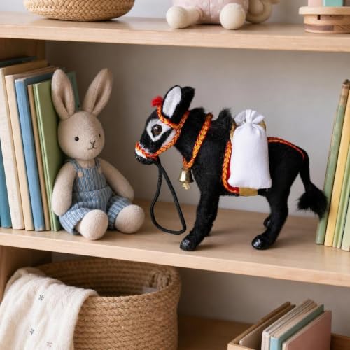 Peluche burro de 16 cm pequeño y negro café para niños 4
