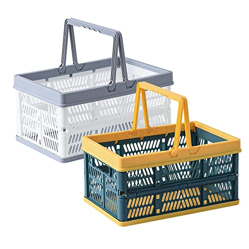 2 Stück Klappboxen, Kleine Klappbox Faltbar Mit Henkel, Einkaufskorb Klappbar, Profi-Klappbox, Für Home Office Küchenschublade Regale Einkaufen Camping Wohnzimmer Cover