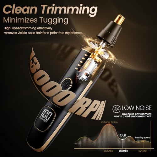Image of Nose & Ear Hair Trimmer with LED Display for Men and Women, 2026 USB Rechargeable Facial Trimmer Clipper for Easy Cleansing, Portable Painless Grooming Kit,Gift Box Included