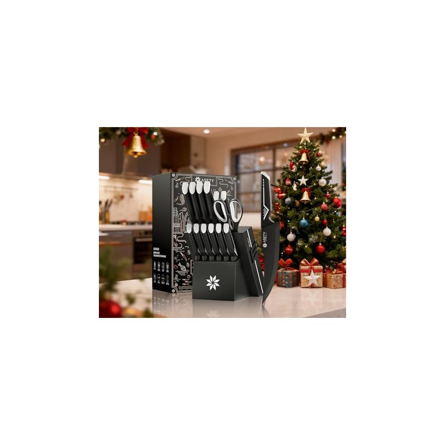 Knife-Set-15-PCS-Kitchen-Knife-Set-with-Built-in-Knife-Sharpener-Block-Stainless-Steel-Knife-Block-Set-Dishwasher-Safe-Elegant-Box-for-Men-Women-White Knife Set - 15 PCS Kitchen Knife Set with Built-in Knife Sharpener Block - Stainless Steel Knife Block Set - Dishwasher Safe, Elegant Box for Men Women, White
