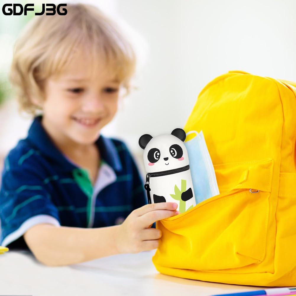 GDFJBG Kawaii - Astuccio 2 in 1 in Morbido Silicone, Astuccio Scuola a Forma di Koala, Portapenne da Tavolo, con Cerniera, in Silicone, Astuccio Penne Pastelli Pennarelli (Panda 1)