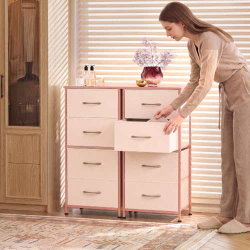 Image of WLIVE Small Dresser Nightstand for Bedroom, 4 Drawers, Pink