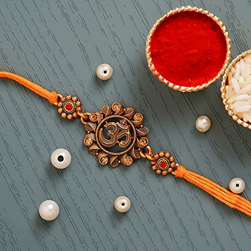 Image of eCraftIndia Bhaiya Bhabhi Designer Rakhi and Roli Chawal Pack