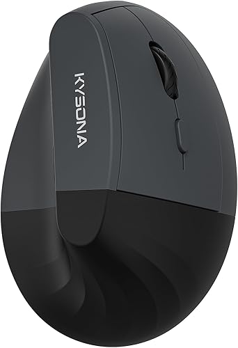 Miniatura 8 de KYSONA EM18 - Ratón vertical ergonómico inalámbrico, diseño Ergo, mouse inalámbrico Bluetooth, clic silencioso, DPI ajustable de 5 niveles, ratones