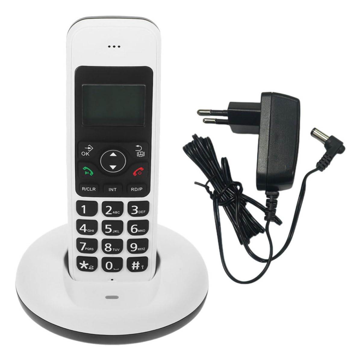 GALPADA Telefono Cordless la Casa, Telefono Fisso Cordless Grandi Tasti, Display LCD Chiaro, Bianco, ABS, Batteria AAA, per Casa e Ufficio, per Anziani e Ipovedenti