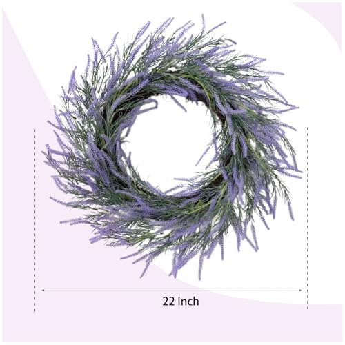 Egolot 22" Soft Touch Lavender Wreath for Front Door - Spring Summer Purple Flower Wreath for Indoor Outdoor, Rustic Farmhouse Winter Wreath, All Seasons Lavender Door Wreath Home Decor by egolot - Used condition - Image 7