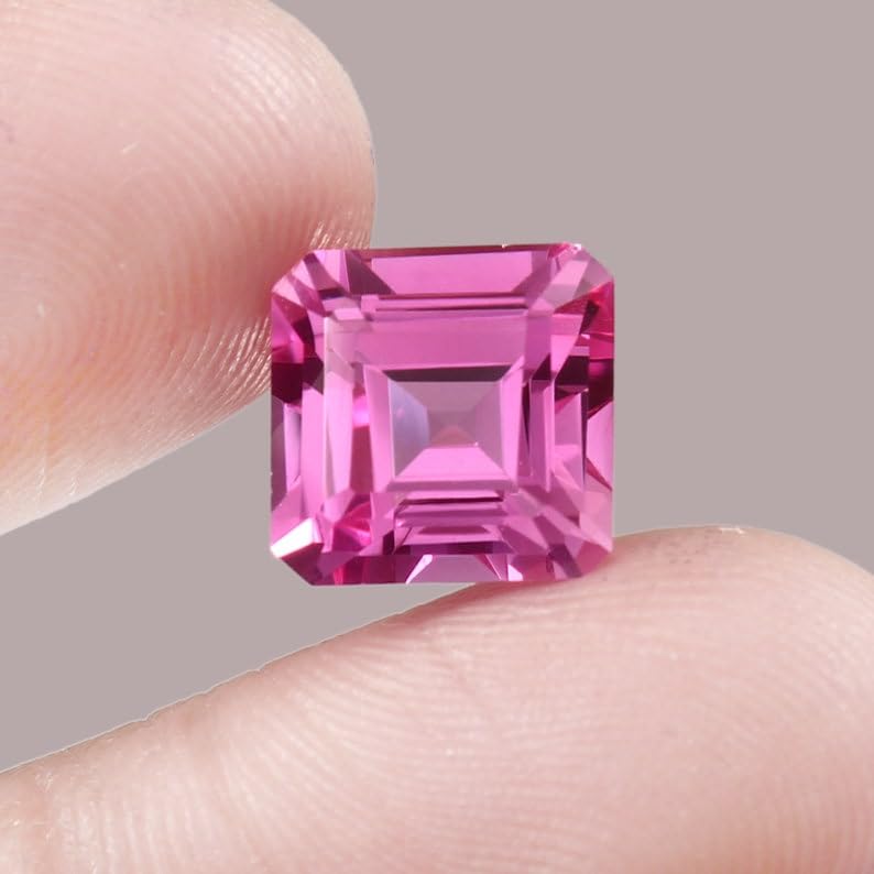 Saphir rose 10 x 10 mm véritable pour remplacer une pierre perdue - 3