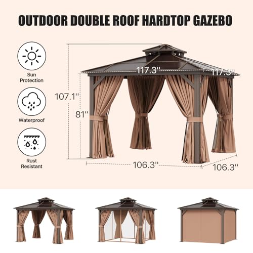 10 Ft. W X 10 Ft. D Aluminum Patio Hardtop Gazebo