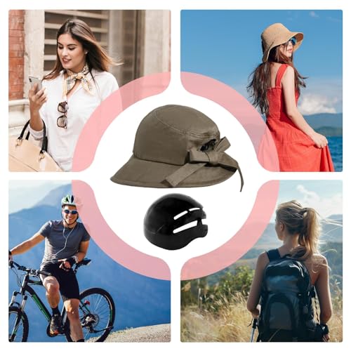 Casco de bicicleta para evitar insolación sombrero de sol verde de ala ancha 4