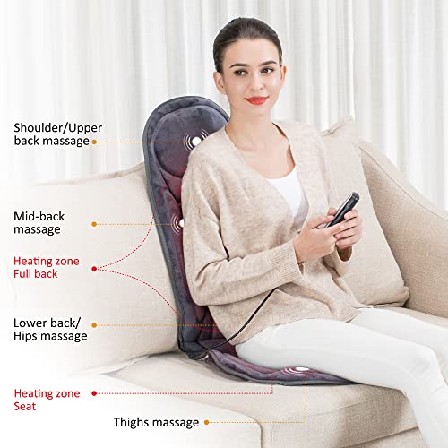 Image of Snailax Back Massager with Heat, Vibration Massage Seat Cushion with 6 Vibrating Motors and 2 Heat Levels, Massage Chair Pad for Home Office use, Gifts for Women, Men