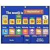 Weekly Calendar with Weather Pocket Chart Elementary for Classroom Home,98 Bright Cards Included,Learning Pocket Chart Calendar for Kids Toddlers