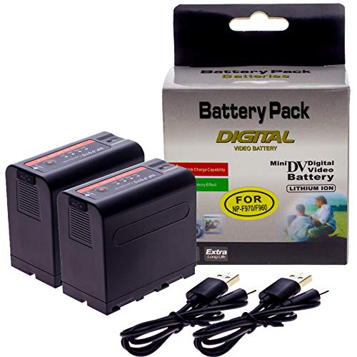 NP-F970, NP-F550, NP-F750, NP-F330, NP-F770, NP-F960, NP-F530, NP-F570 KYTD Cargador de batería para cámaras Sony (batería de 7800mAh con indicador LED y Entrada Micro USB) 2 NP-F970.