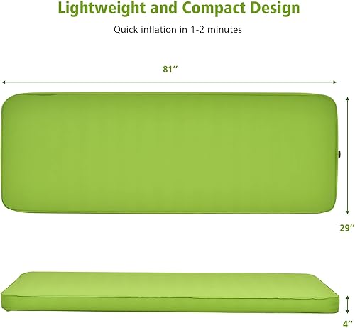 Vista 7 de Giantex Alfombra de camping autoinflable de 4 pulgadas, verde, compacta, inflable, ligera