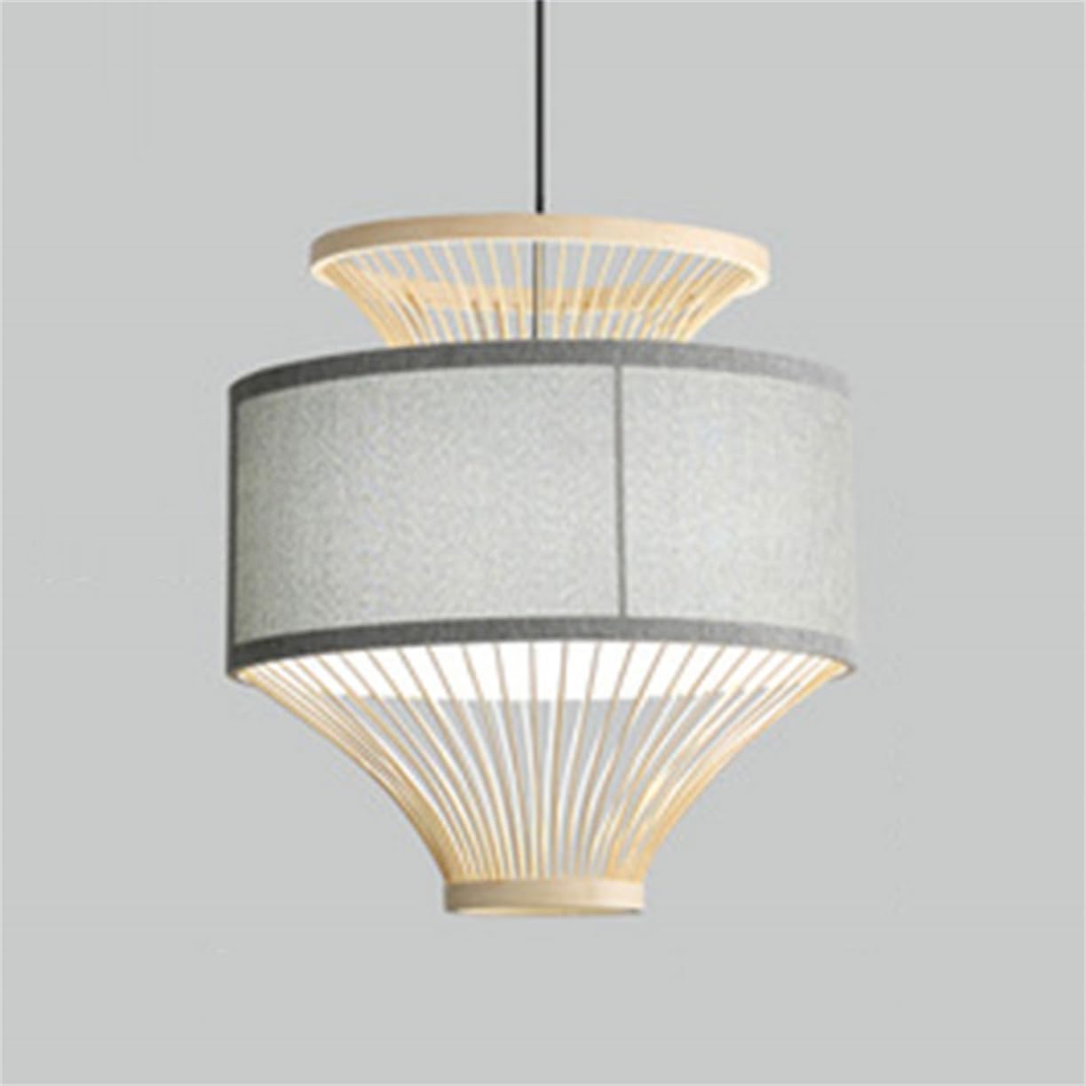 CSSYKV Blue Pendant Light Shade with Fabric Lampshade Curved Bamboo Wicker Lantern Natural Unique Handmade Home Fixtures for Dining Room Hanging Light for Farmhouse Home Bedroom Living Room