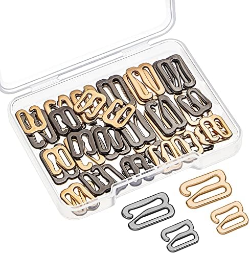 40 Pieces Swimsuit Bra Hooks Bra Strap Hook Replacement Bra Strap Slide Hook Metal for Swimsuit Tops and Lingerie, 2 Sizes (8 mm, 12 mm, Rose Gold, Black)
