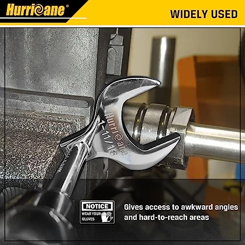 Hurricane 1/2” Drive Crowfoot Wrench Set, 14 Piece Jumbo Crowfoot Flare Nut Wrench Tool Set, Sae Sizes From 1-1/16" To 2" With Storage Tray, With Fully Polished Chrome Finished #TOP5