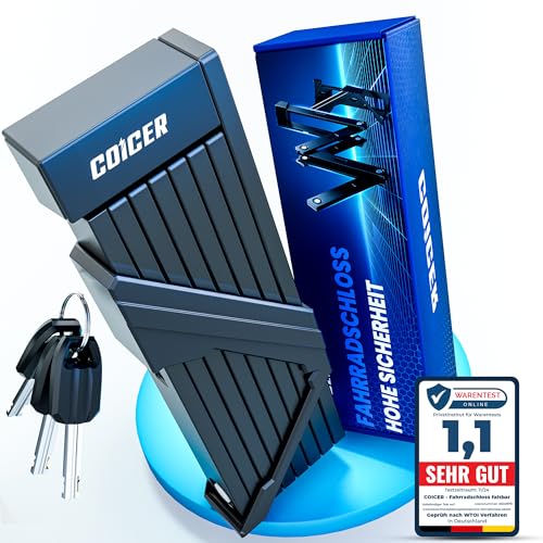 COICER Fahrradschloss Faltschloss 115 cm mit 3 Schlüsseln, Fahrradschloss hohe Sicherheit Diebstahlsicher mit Scherwiderstand inkl. Halterung - für E Scooter, Fahrrad, Motorrad und E Bike Lock