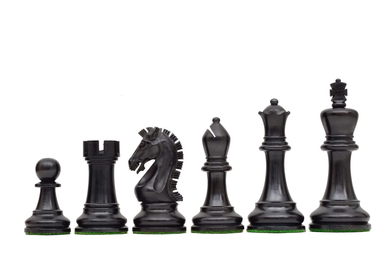 GANESH CHESS Wooden Chess Pieces Only for Wooden Chess Board, Wooden Chess Coins Made in Ebony Wood and Boxwood (Chess Board not Included)(3.75 in)