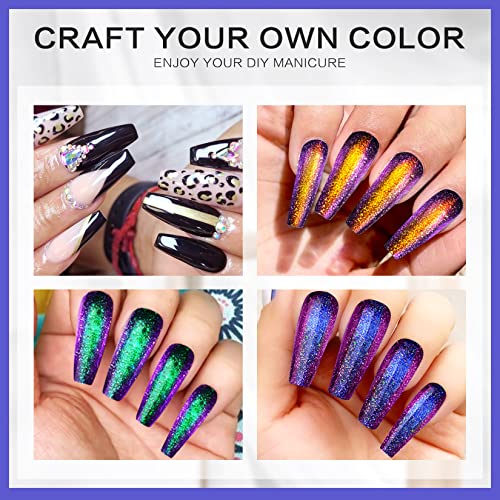 Morovan Chameleon Gel Nail Polish Kit With Base Coat & Top Coat - 4 Colors Chameleon Blue Green Orange Classic Black Polish Soak Off Rainbow Mood Phantom Chameleon Gel Nail Polish Kit Gift Box 10Ml Each Bottle #TOP1