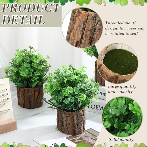 Hotop 3 Pcs Fake Four Leaf Clover Plants Artificial Shamrock Potted Plants Fake Lucky Four Leaf Clover Artificial Faux Greenery Irish Theme Potted St Patricks Day Decor for Home Office Desk by Hotop - Image 3