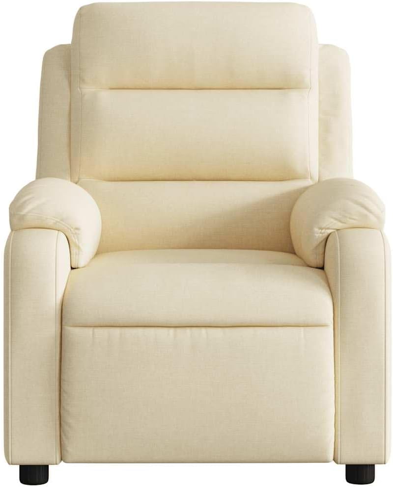 vidaXL Massage Recliner Chair Cream Fabric (100% Polyester), Metal, Plywood