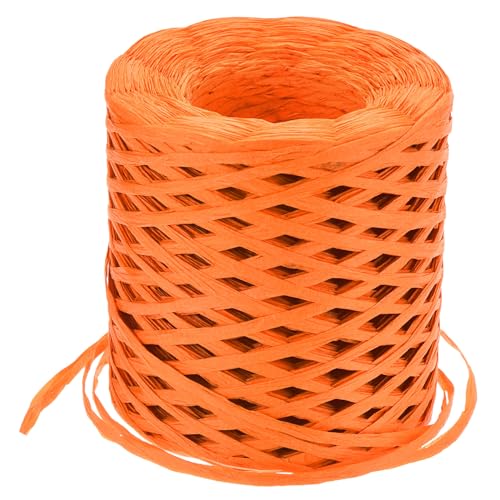 QUARKZMAN Cinta de Artesanía de Papel de Rafia 1/4 Pulgada 218 Yardas Cordel de Rafia para Envolver Navidad Regalos Manualidades DIY Naranja
