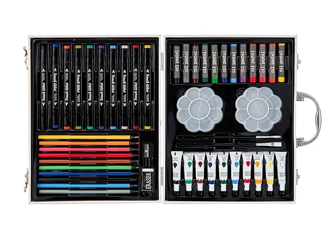 Image of Kitchen Bloom Color Kit Art Set for Kids, 145 Pieces Drawing Kit with Colour Pencils, Oil Pastels, Paint Brushes, Water Colours, Marker Pens, Color Set for Kids (Dream Space(49 pcs))