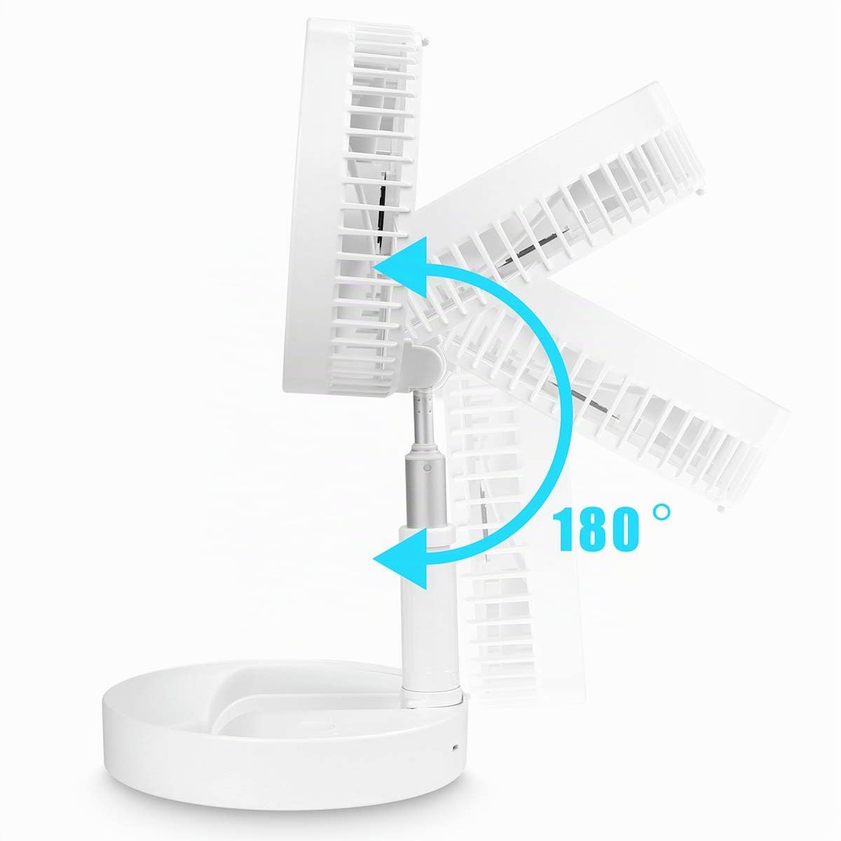AICase Ventilador de Pie Silencioso con Control Remoto, Altura Regulable y Plegable, 4 Velocidades, 4 Modos,batería de 7200 mAh con Temporizador,Cargando Via USB