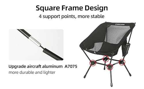 ROCK CLOUD Portable Camping Chair Ultralight Folding Chair Compact Outdoor Black - Image 4