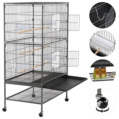Topeakmart Wrought Iron Large Flight Parrot Bird Cage with Rolling Stand for Multiple Parakeets Conure Cockatiel Cage - Image 3