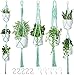 5 Piezas Colgador para Plantas Macramé Perchas de Plantas Interior y Exterior algodón de Cesta Colgante de Maceta Titular con 10 Ganchos para Jardín Balcón Decoraciones de Pared en Casa (Verde)