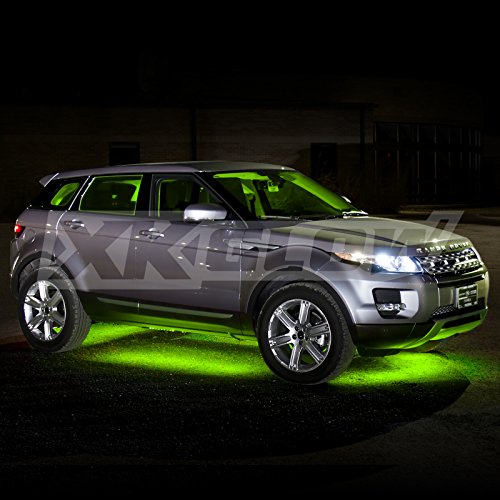 GREEN 8pcs 24" Tubes Three Mode LED Undercar Neon Accent light Kit Waterproof Ultra Bright + Plug & Play All Accessories Included