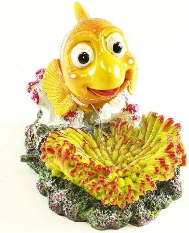 Yellow Clownfish Aquarium Fish Tank Ornament Decor with Air Bubbling Attachment, Air Bubbler Aerating Fish Tank Decorations (AIr Pump…