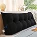Grand oreiller de tête de lit, coussin triangulaire noir de couleur unie, oreiller de lecture, support de positionnement, oreiller compensé avec housse amovible pour lit de jour ( Size : 79in/200cm )
