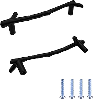 Bilindasly 3-3/4"(96mm) Twig Branch Decorative Cabinet Pulls Black Dresser Pulls Kitchen Pulls Zinc Alloy Pulls Drawer Pulls Cupboard Wardrobe Furniture Pulls Hardware Drawer Handles, 2 Pack